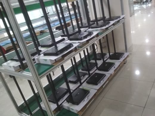 Racks of Made-in-Bangladesh laptops in DMA's digital device manufacturing facility